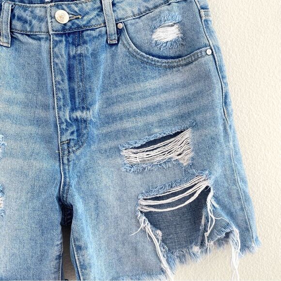 Insane Gene High Rise Front Heavy Light Wash Destroyed Shorts Size Medium - Picture 9 of 15